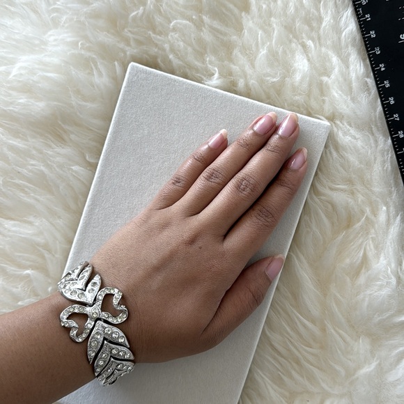 Vintage *RARE* YSL Silver Tone Bracelet with Rhinestones in Excellent condition - Picture 6 of 7